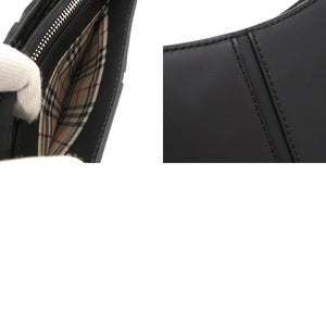未使用 バーバリー ノバチェック レザー ブラック ハンドバッグ 黒 1641【中古】BURBERRY