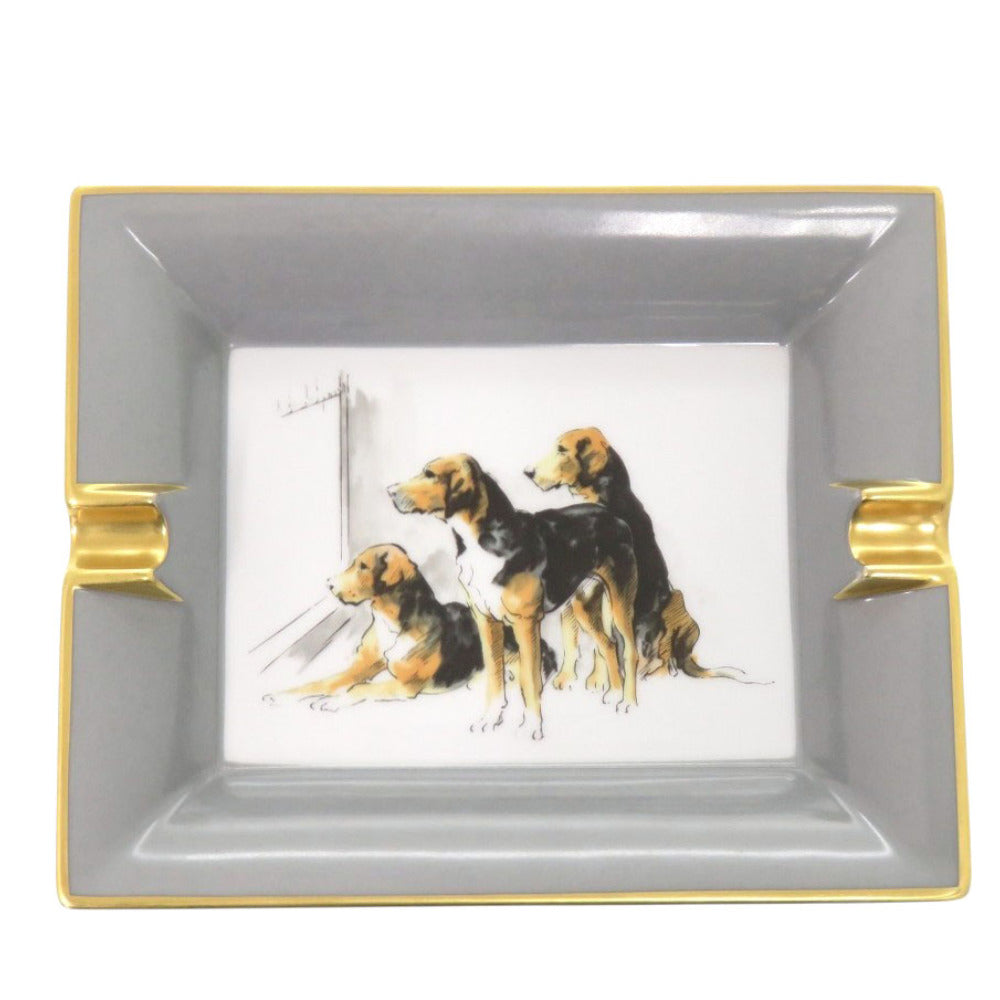 未使用 エルメス 灰皿 アッシュトレイ 犬 ポーセリン グレー 小物入れ 1679【中古】HERMES