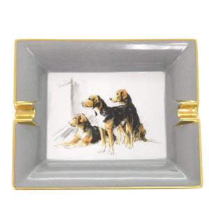 未使用 エルメス 灰皿 アッシュトレイ 犬 ポーセリン グレー 小物入れ 1679【中古】HERMES