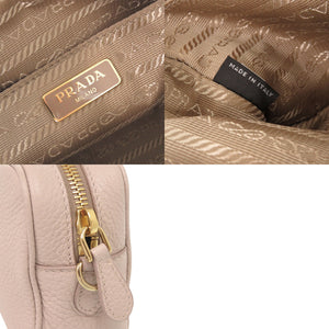 新品同様 プラダ トライアングルロゴ ミニバッグ 1NF060 レザー ピンクベージュ ショルダーバッグ 1697【中古】PRADA