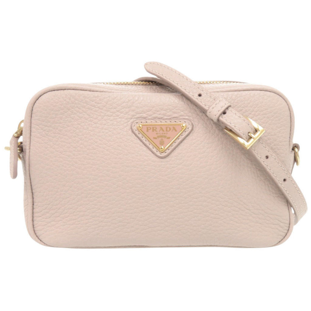 新品同様 プラダ トライアングルロゴ ミニバッグ 1NF060 レザー ピンクベージュ ショルダーバッグ 1697【中古】PRADA