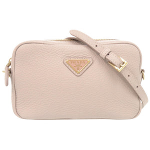 新品同様 プラダ トライアングルロゴ ミニバッグ 1NF060 レザー ピンクベージュ ショルダーバッグ 1697【中古】PRADA
