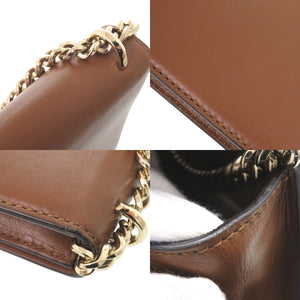 美品 ジミーチュウ ヴァレンヌ レザー ブラウン チェーンショルダー ショルダーバッグ 茶 0016【中古】JIMMY CHOO