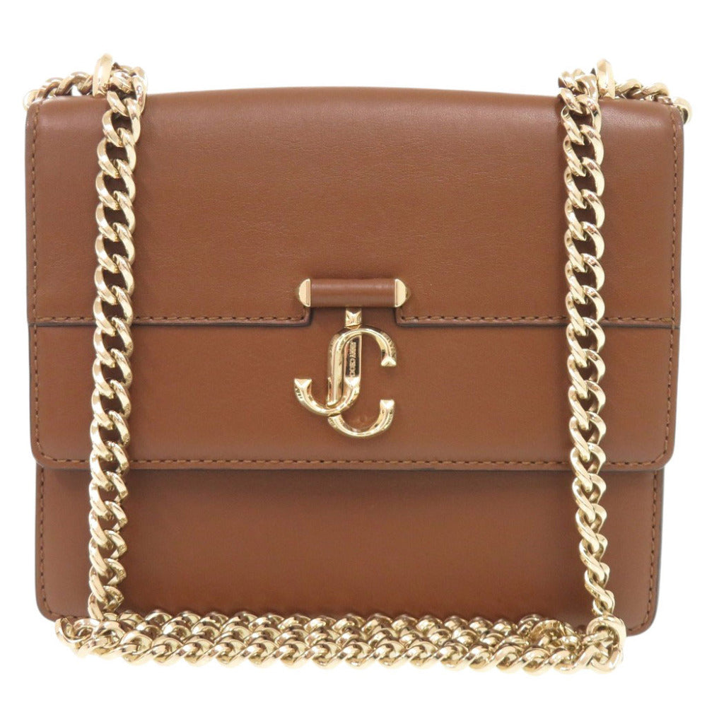 美品 ジミーチュウ ヴァレンヌ レザー ブラウン チェーンショルダー ショルダーバッグ 茶 0016【中古】JIMMY CHOO