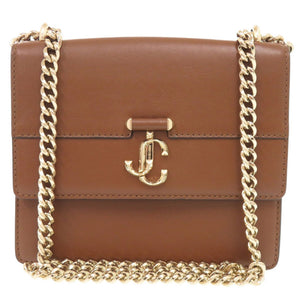 美品 ジミーチュウ ヴァレンヌ レザー ブラウン チェーンショルダー ショルダーバッグ 茶 0016【中古】JIMMY CHOO