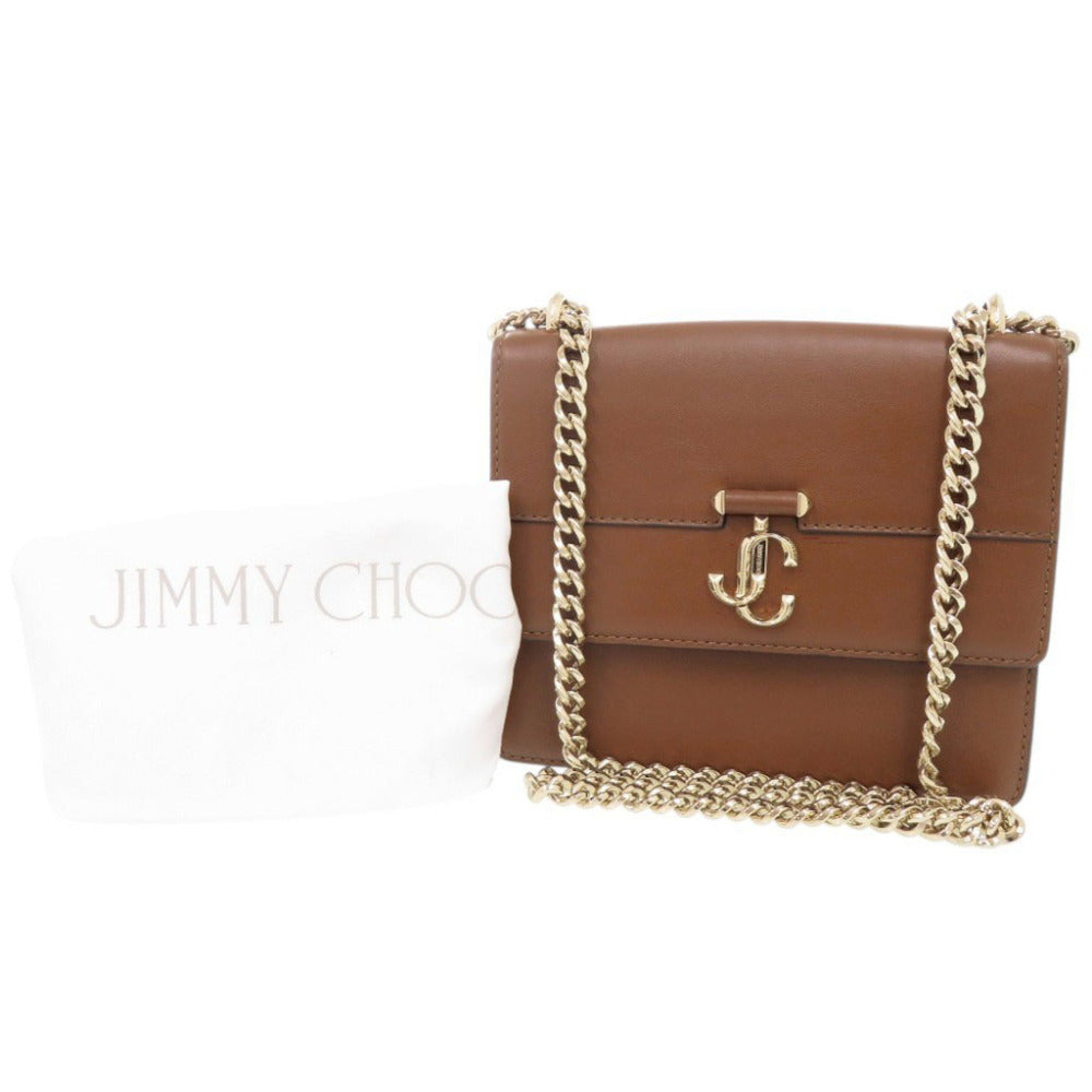 美品 ジミーチュウ ヴァレンヌ レザー ブラウン チェーンショルダー ショルダーバッグ 茶 0016【中古】JIMMY CHOO