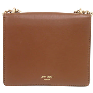 美品 ジミーチュウ ヴァレンヌ レザー ブラウン チェーンショルダー ショルダーバッグ 茶 0016【中古】JIMMY CHOO