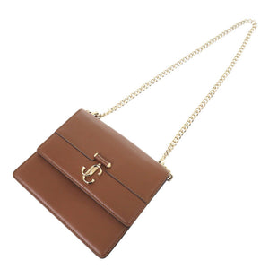 美品 ジミーチュウ ヴァレンヌ レザー ブラウン チェーンショルダー ショルダーバッグ 茶 0016【中古】JIMMY CHOO