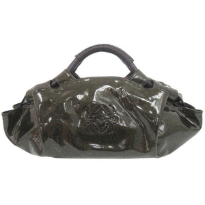 美品 ロエベ ナッパアイレ パテントレザー ラメ ブラック ハンドバッグ 黒 0017【中古】LOEWE