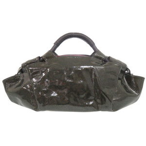美品 ロエベ ナッパアイレ パテントレザー ラメ ブラック ハンドバッグ 黒 0017【中古】LOEWE