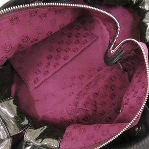 美品 ロエベ ナッパアイレ パテントレザー ラメ ブラック ハンドバッグ 黒 0017【中古】LOEWE