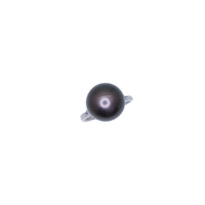 新品同様 タヒチ パール 11.9mm ダイヤ0.13ct Pt900 リング 指輪 ブラックパール 黒蝶真珠 プラチナ/ダイヤモンド 12号 ジュエリー 0051【中古】
