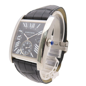 カルティエ タンク MC W5330004 自動巻き 腕時計 SS/マットクロコ ブラック 黒文字盤 0056【中古】CARTIER メンズ