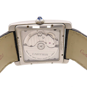 カルティエ タンク MC W5330004 自動巻き 腕時計 SS/マットクロコ ブラック 黒文字盤 0056【中古】CARTIER メンズ