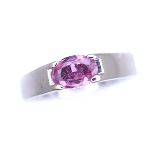 美品 パパラチア サファイア 0.78ct K18WG リング 指輪 サファイア ホワイトゴールド 16号 ジュエリー 0057【中古】