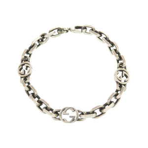 美品 グッチ インターロッキング チェーン シルバー925 ブレスレット シルバー 0071【中古】GUCCI