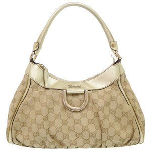 グッチ グッチシマ アビー 190525 GGキャンバス ベージュ/ゴールド ハンドバッグ 0132【中古】GUCCI