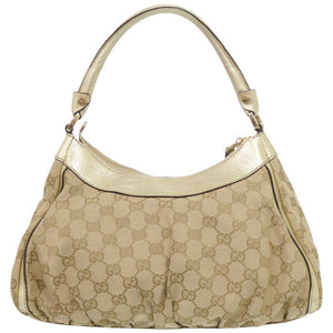 グッチ グッチシマ アビー 190525 GGキャンバス ベージュ/ゴールド ハンドバッグ 0132【中古】GUCCI