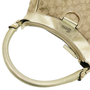 グッチ グッチシマ アビー 190525 GGキャンバス ベージュ/ゴールド ハンドバッグ 0132【中古】GUCCI