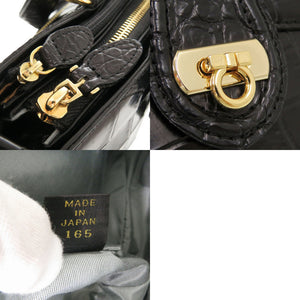 美品 コッコクリスターロ JRA 2WAY マットクロコ ブラック ハンドバッグ 黒 0164【中古】Cocco Cristallo