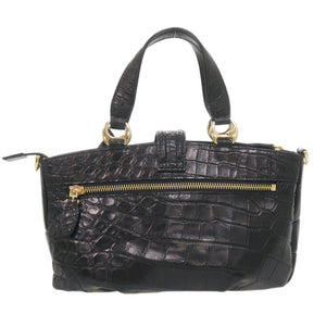 美品 コッコクリスターロ JRA 2WAY マットクロコ ブラック ハンドバッグ 黒 0164【中古】Cocco Cristallo