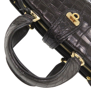 美品 コッコクリスターロ JRA 2WAY マットクロコ ブラック ハンドバッグ 黒 0164【中古】Cocco Cristallo
