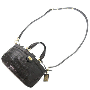 美品 コッコクリスターロ JRA 2WAY マットクロコ ブラック ハンドバッグ 黒 0164【中古】Cocco Cristallo