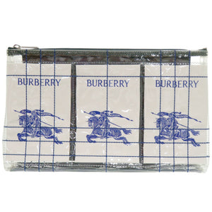 美品 バーバリー EKD ビニール/キャンバス クリア/グリーン トラベルポーチ 0187【中古】BURBERRY