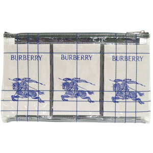美品 バーバリー EKD ビニール/キャンバス クリア/グリーン トラベルポーチ 0187【中古】BURBERRY
