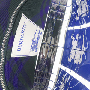 美品 バーバリー EKD ビニール/キャンバス クリア/グリーン トラベルポーチ 0187【中古】BURBERRY
