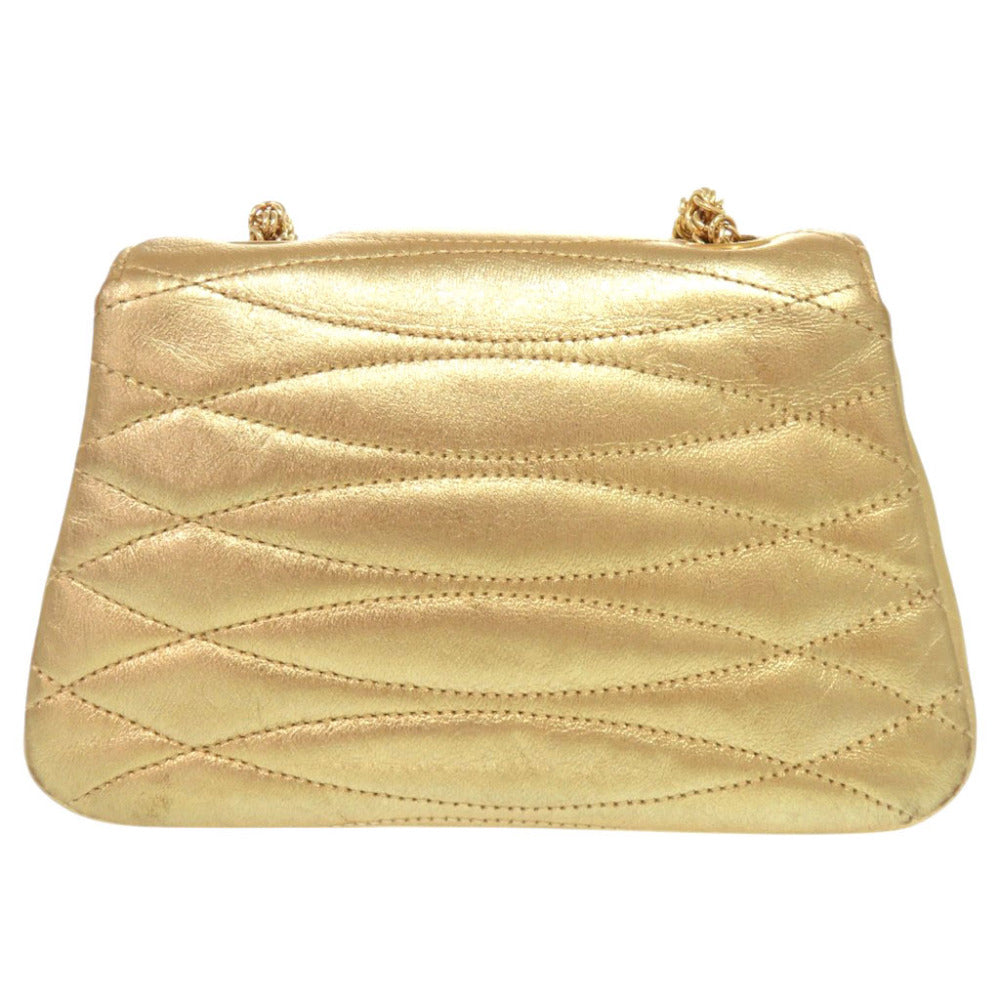 シャネル ココマーク ラムスキン ゴールド金具 2番台 ゴールド チェーンバッグ 0195【中古】CHANEL