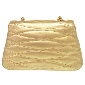 シャネル ココマーク ラムスキン ゴールド金具 2番台 ゴールド チェーンバッグ 0195【中古】CHANEL