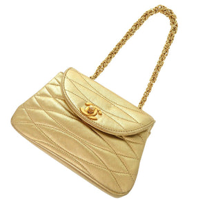 シャネル ココマーク ラムスキン ゴールド金具 2番台 ゴールド チェーンバッグ 0195【中古】CHANEL