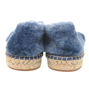 未使用 ルイ ヴィトン シーショアライン エスパドリーユ サイズ38 フェイクファー 麻 ブルー スリッポン シューズ LV 0214【中古】LOUIS VUITTON