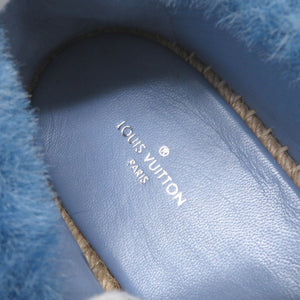 未使用 ルイ ヴィトン シーショアライン エスパドリーユ サイズ38 フェイクファー 麻 ブルー スリッポン シューズ LV 0214【中古】LOUIS VUITTON