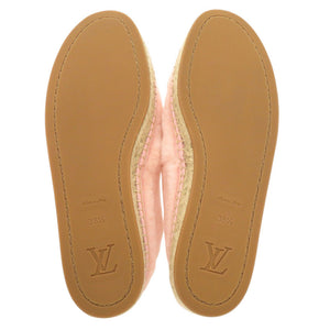 未使用 ルイ ヴィトン シーショアライン エスパドリーユ サイズ38 1/2 フェイクファー 麻 ピンク スリッポン シューズ LV 0215【中古】LOUIS VUITTON