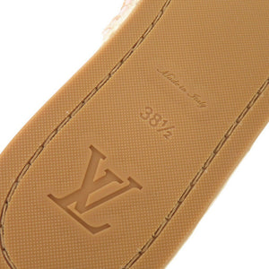 未使用 ルイ ヴィトン シーショアライン エスパドリーユ サイズ38 1/2 フェイクファー 麻 ピンク スリッポン シューズ LV 0215【中古】LOUIS VUITTON