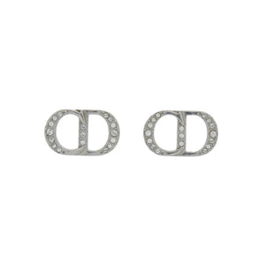 クリスチャンディオール CD ロゴ ラインストーン ピアス シルバー925 ラインストーン シルバー 0222【中古】Christian Dior