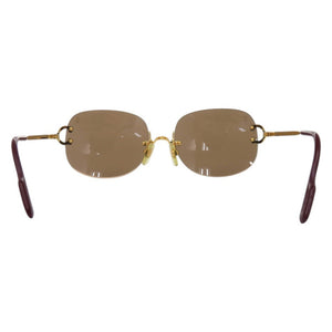 カルティエ 2C リムレス メタル プラスチック ゴールド ボルドー サングラス 0241【中古】CARTIER
