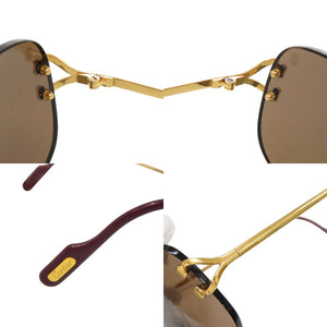 カルティエ 2C リムレス メタル プラスチック ゴールド ボルドー サングラス 0241【中古】CARTIER