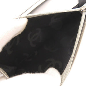 美品 シャネル ココマーク カンボンライン レザー シルバー金具 12番台 シルバー 長財布 0245【中古】CHANEL