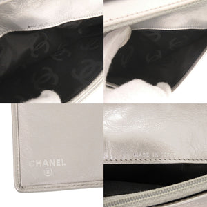 美品 シャネル ココマーク カンボンライン レザー シルバー金具 12番台 シルバー 長財布 0245【中古】CHANEL