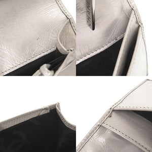 美品 シャネル ココマーク カンボンライン レザー シルバー金具 12番台 シルバー 長財布 0245【中古】CHANEL