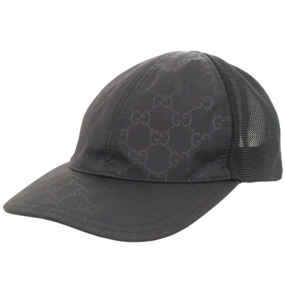 美品 グッチ ベースボールキャップ 510950 メッシュ ブラック 帽子 黒 0260【中古】GUCCI メンズ