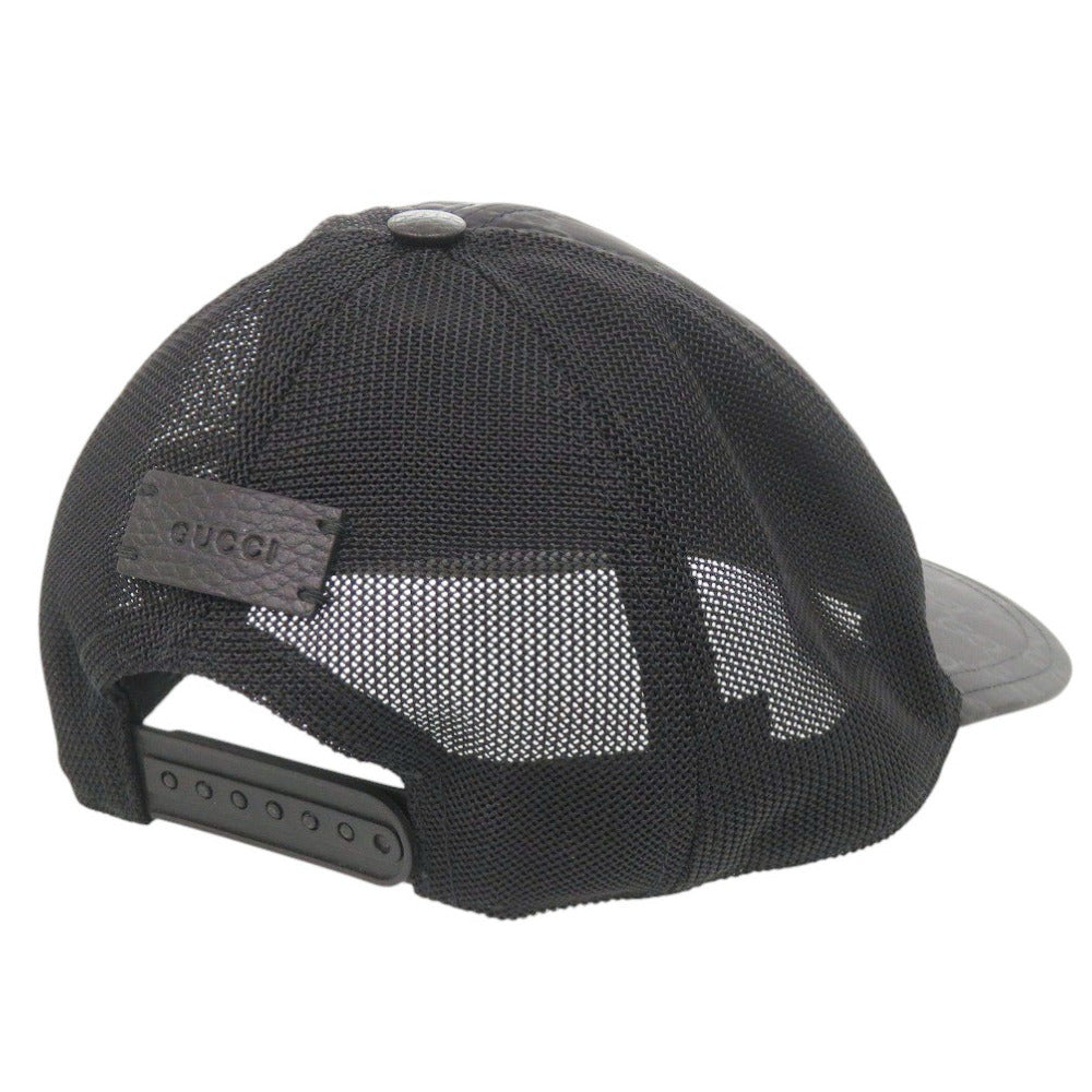 美品 グッチ ベースボールキャップ 510950 メッシュ ブラック 帽子 黒 0260【中古】GUCCI メンズ