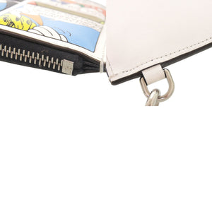 未使用 モンクレール CARTOON FLAT WALLET SMALL ストラップ付き コミックラベル 6C00002 レザー ホワイト コインケース ミニ財布 0269【中古】MONCLER