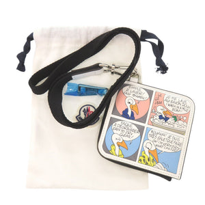 未使用 モンクレール CARTOON FLAT WALLET SMALL ストラップ付き コミックラベル 6C00002 レザー ホワイト コインケース ミニ財布 0269【中古】MONCLER
