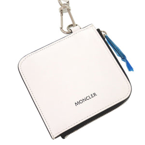 未使用 モンクレール CARTOON FLAT WALLET SMALL ストラップ付き コミックラベル 6C00002 レザー ホワイト コインケース ミニ財布 0269【中古】MONCLER
