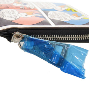 未使用 モンクレール CARTOON FLAT WALLET SMALL ストラップ付き コミックラベル 6C00002 レザー ホワイト コインケース ミニ財布 0269【中古】MONCLER