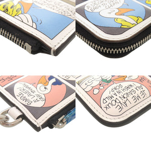 未使用 モンクレール CARTOON FLAT WALLET SMALL ストラップ付き コミックラベル 6C00002 レザー ホワイト コインケース ミニ財布 0269【中古】MONCLER